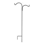 GrayBunny GB-6817D Double Shepherd Hook 65 Inch Heavy Duty 1/2 inch Thick Rust Resistant Steel With Two Twin Hooks, 65 in Shepherd's Hook, Black Two Sided Basket Hanger, Bird Feeder Pole, Lantern Hook