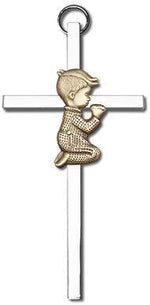 Praying Gold Boy Silver Plated 4 Inch Wall Cross by Christian Living