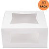 Cake Boxes 10 x 10 x 5 inch with Window | High Strength White Boxes 10 Pack | White Bakery Boxes, Disposable Cake Containers, Dessert Boxes (White Box, 10x10x5 inch (10 Pack)) by HAPPY YAK