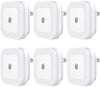 Sycees SC01 Plug-in LED Night Light Lamp with Dusk to Dawn Sensor for Hallway, Kitchen, Bathroom, Bedroom, Stairs, Daylight White, 6-Pack