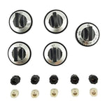 Gas Range Replacement Knob Set with Universal Insert Adapters (Gas Range) New