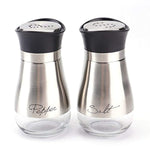 Tebery 4 Ounces Salt and Pepper Shakers Set, Elegant Stainless Steel with Glass Bottom,Set of 2