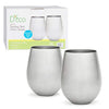 Stainless Steel Stemless Wine Glasses, Set of 2, 18 oz, Made of Unbreakable BPA Free Shatterproof SS & Dishwasher Safe