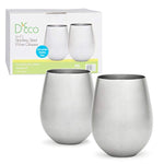 Stainless Steel Stemless Wine Glasses, Set of 2, 18 oz, Made of Unbreakable BPA Free Shatterproof SS & Dishwasher Safe