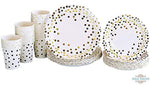 Gold Dot Disposable Paper Plates with Cups Set 150 PCS - Elegant paper Cups, Dinner and Dessert Plates for Bridal Shower, Baby Shower, Wedding, Anniversary, Birthday Any Party supplies for 50 Guest!!