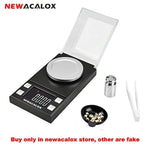 Digital Portable Milligram Scale 50 x 0.001g NEWACALOX High Precision Jewelry Lab Reload Powder Gold Scales,Tare with Calibration Weights