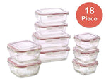 Vibz Glass Food Storage Containers - 18 Piece - Prep, Freeze, Reheat, Bake, Oven Safe Containers for Home and Work - Lunch Containers Portion Control Containers - We Make Mommies Happier