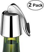 OHMAXHO Wine Stoppers(2 PACK),Stainless Steel Sealed Wine Bottle Stoppers,Inner Rubber Seal Leakproof Wine Stoppers