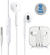 Earbuds Headphones 3.5mm Wired White Earphones Noise Isolating Headsets with Built in Microphone and Volume Control. (2 Pack)