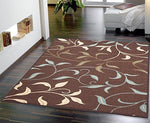 Ottomanson Brown Ottohome Contemporary Leaves Design Modern Area Rug with Non-Skid Rubber Backing 8'2"W x 9'10"L, Chocolate - OTH2068-8X10