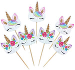 24-pack Rainbow Unicorn Cupcake Toppers Picks, Double Sided Unicorn Cake Toppers Limited Time Reduced Price, Birthday Baby Shower Party Decorations Supplies.