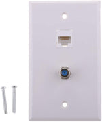 JZLiner Ethernet Coax RJ45 Coaxial F Type Wall plate Jack Socket Outlet Networking Cover Panel