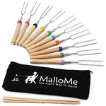 MalloMe Marshmallow Roasting Sticks Set of 10 Telescoping Rotating Smores Skewers & Hot Dog Fork 32 Inch Kids Camping Campfire Fire Pit Accessories | Free Pouch, 10 Bamboo & Marshmallow Sticks Ebook