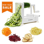 Spiralizer Vegetable Slicer - Best Veggie Zoodle Spiral Maker, Zucchini Pasta Noodle Spaghetti Maker for Low Carb Meals (4 Blade)
