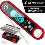 Kizen Instant Read Meat Thermometer- Waterproof Ambidextrous Thermometer with Backlight & Calibration. Digital Food Thermometer for Kitchen, Outdoor Cooking, BBQ, and Grill!