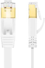 TNP Cat7 Shielded Ethernet Flat Patch Network Cable 33 ft - 10Gbps 600Mhz High Performance with Snagless RJ45 Connectors Gold Plated Plug S/STP Wires Networking Cable Wiring Black