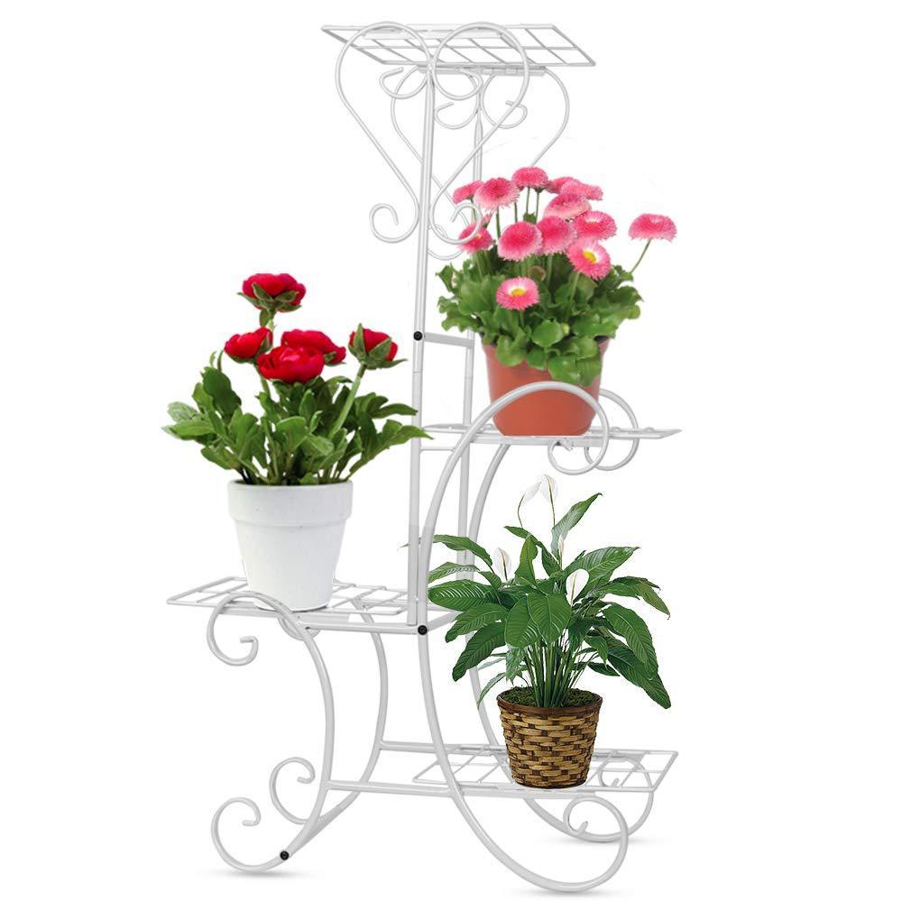 Large Metal Flower Racks Moutik Corner Metal Flower Holder Racks 4 Tier Shelves for Indoor Outd ...