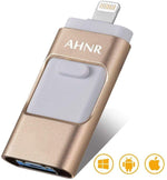 USB Flash Drives for iPhone 128GB [3-in-1] OTG Jump Drive, AHNR Thumb Drives External Micro USB Memory Storage Pen Drive, USB 3.0 Flash Memory Stick for iPhone, iPad, iOS, Android, PC(Silver)