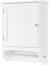 VASAGLE Wall Cabinet, Hanging Bathroom Storage Cabinet with Rod and Adjustable Shelf, Medicine Cabinet, Wooden, White 18.9 x 6.3 x 25.6 Inches UBBC22WT
