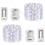 4 Pack Fairy Lights Fairy String Lights Battery Operated Waterproof 8 Modes Remote Control 50 Led String Lights 16.4ft Silver Wire Firefly lights for Bedroom Wedding Festival Decor (Cool White) ¡­