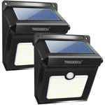 Neloodony Solar Lights Outdoor, Wireless 28 LED Motion Sensor Solar Lights with Dark Sensing Auto On/Off, Easy Install Waterproof Security Lights for Front Door, Back Yard, Driveway, Garage (4 Pack)