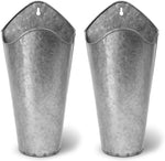 Akarden Galvanized Metal Wall Plant Container 2 Set Hanging Wall Vase Planter for Home Wall Decor