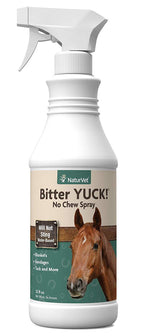 NaturVet – Bitter YUCK - No Chew Spray For Horses – Deters Chewing On Tails, Manes, Bandages, Wounds & More – Water Based Formula Does Not Sting or Stain – 32 oz