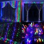 Neretva Window Curtain Icicle Lights, 306 LEDs Twinkle String Fairy Lights, 9.8x9.8ft, 8 Modes Linkable,LED String Lights for Christmas Party Wedding Patio Lawn Garden Decorative Lights (White)