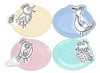 Bico Yes No Maybe Ok Ceramic Appetizer Plates Set of 4, Microwave & Dishwasher Safe, For Dessert, Fruit, Cookie