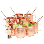 Kitchen Science Moscow Mule Copper Mugs 16 Ounce with 8 Straws and Jigger Set