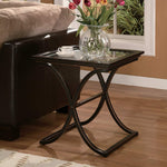 Southern Enterprises  Vogue Side End Table, Black with Copper Distressed Finish
