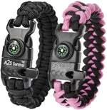 A2S Protection Paracord Bracelet K2-Peak – Survival Gear Kit with Embedded Compass, Fire Starter, Emergency Knife & Whistle EDC Hiking Gear- Camping Gear