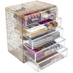 Sorbus Cosmetics Makeup and Jewelry Big Storage Display-Stylish Vanity, Bathroom Case, 4 Large, 2 Small Drawers, Clear